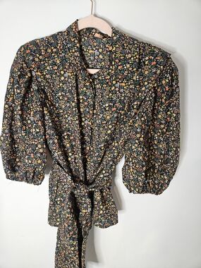 Floral Tie-Waist Button-Down Shirt
